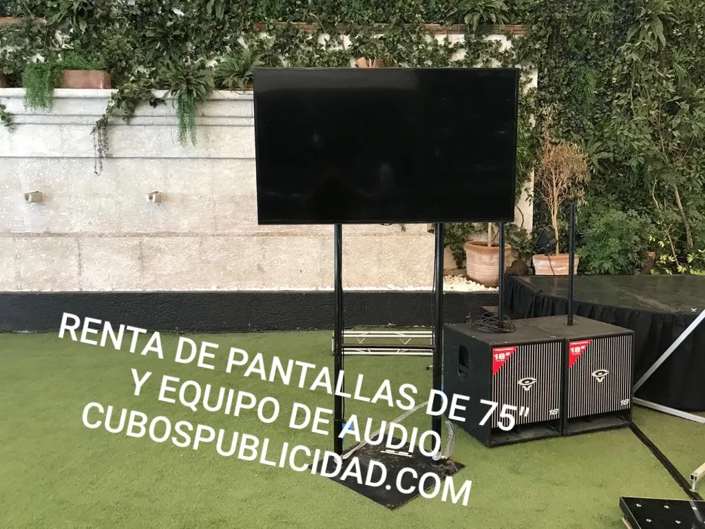 Renta de pantallas para eventos: Renta pantalla 75 pulgadas audio